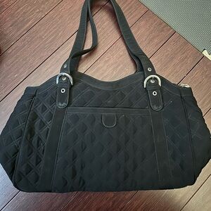 Elegant Black Quilted Tote Bag